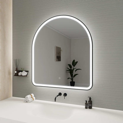 42 Inch Arch LED Front and Backlit Wall Mirror in Black