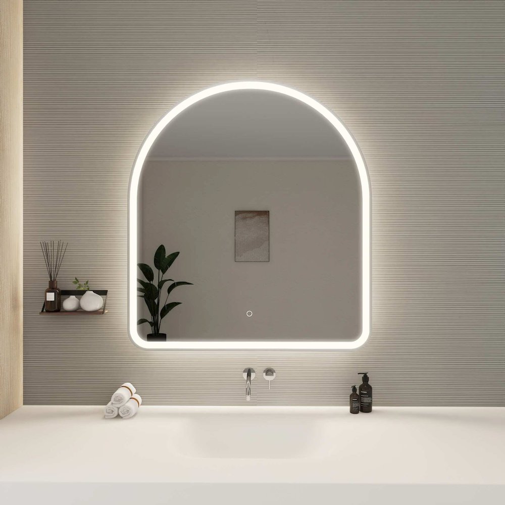 42 Inch Arch LED Front and Backlit Wall Mirror in Silver