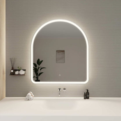 42 Inch Arch LED Front and Backlit Wall Mirror in Silver