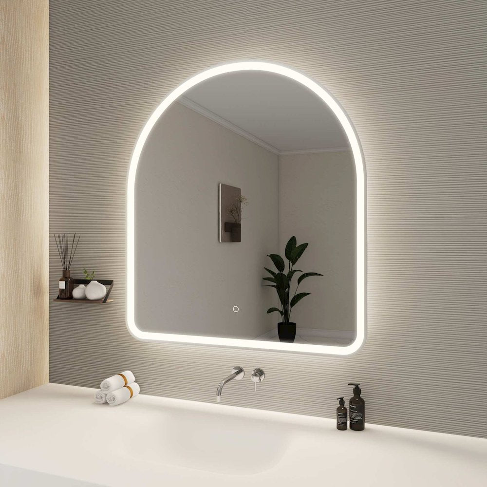42 Inch Arch LED Front and Backlit Wall Mirror in Silver