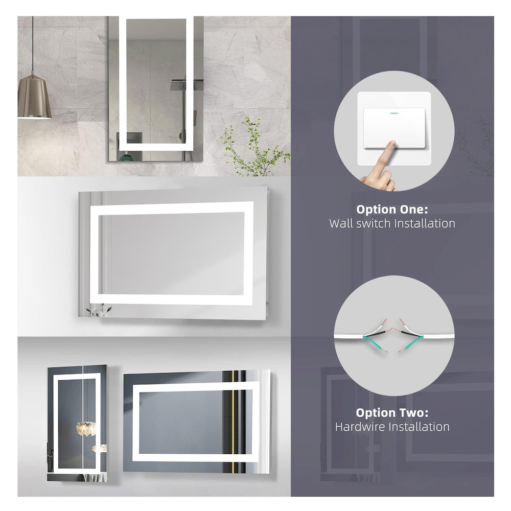 Riven 36X30 Led Mirror, Adjustable Color 3000K/4200K/6400K