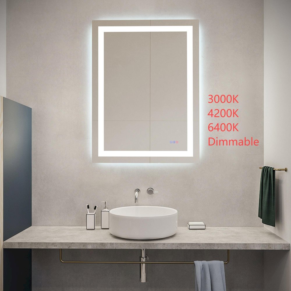 Riven 40X30 Led Mirror, Adjustable Color 3000K/4200K/6400K