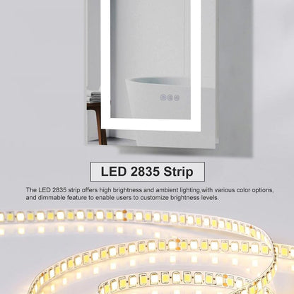 Riven 40X30 Led Mirror, Adjustable Color 3000K/4200K/6400K