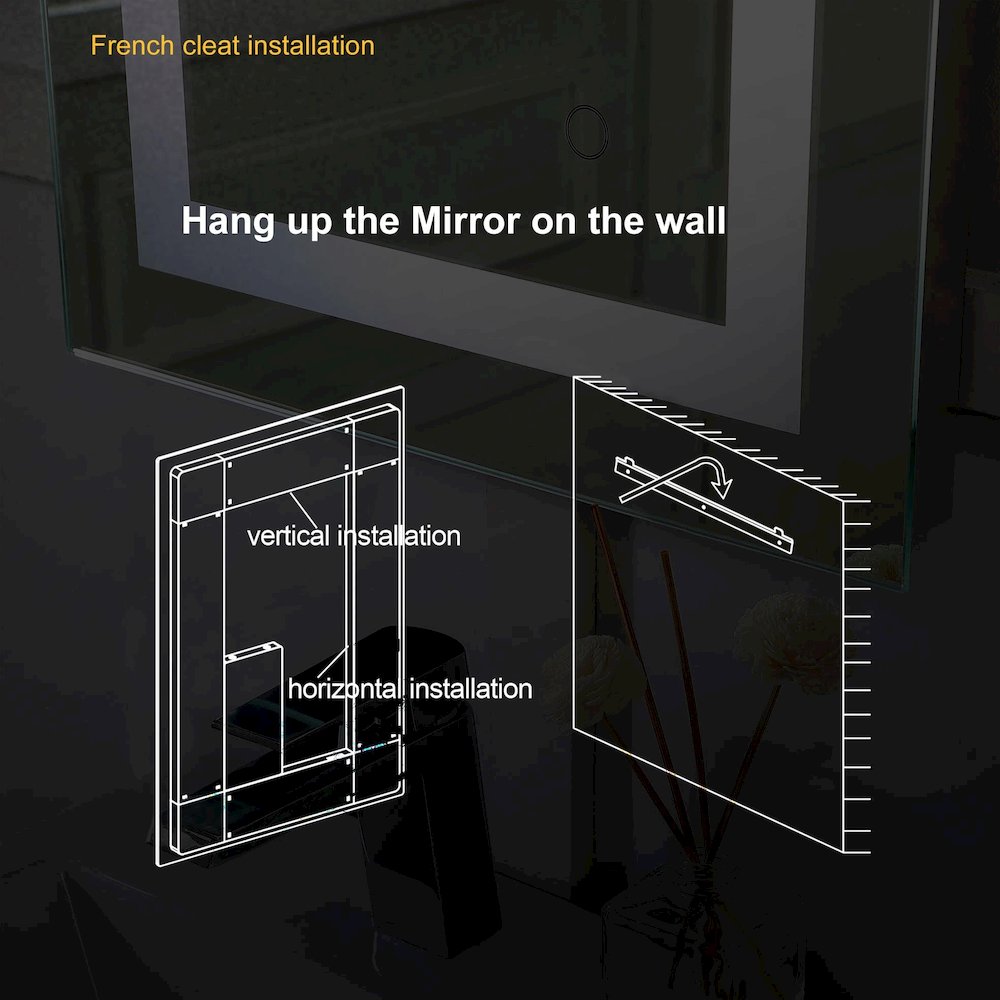 Riven 48X36 Led Mirror, Adjustable Color 3000K/4200K/6400K