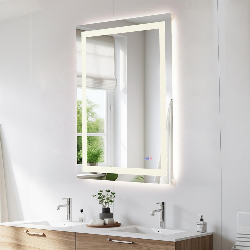 Riven 48X36 Led Mirror, Adjustable Color 3000K/4200K/6400K