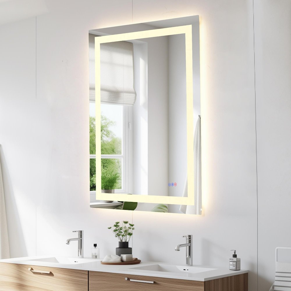 Riven 48X36 Led Mirror, Adjustable Color 3000K/4200K/6400K