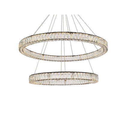 Monroe 42 inch LED round double ring pendant in black