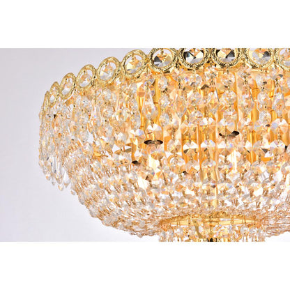 Century 6 light Gold Flush Mount Clear Royal Cut Crystal