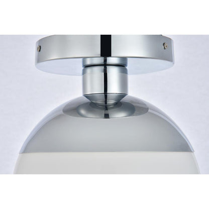 Eclipse 1 Light Chrome Flush Mount With Frosted White Glass