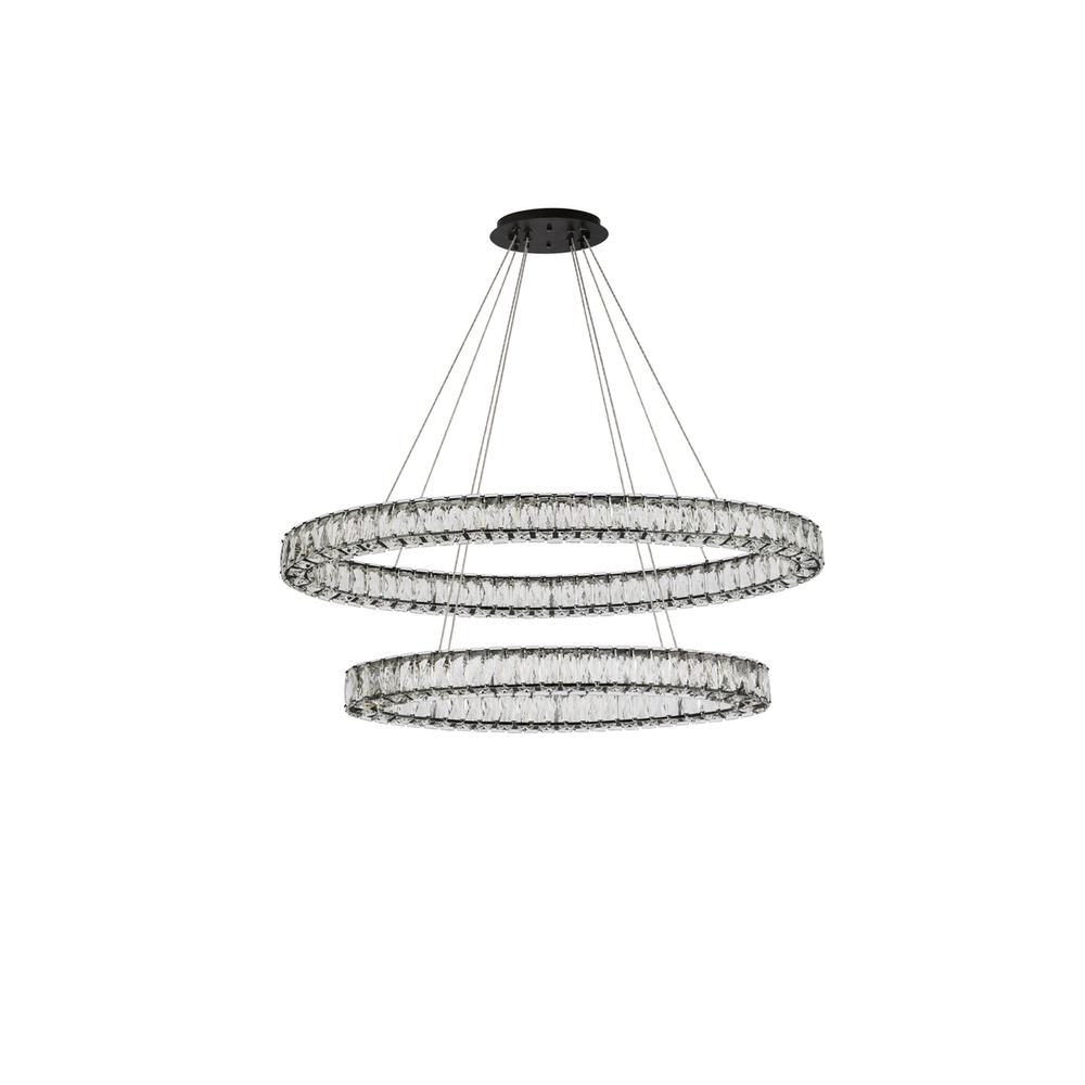 Monroe 40 inch LED oval double ring pendant in black