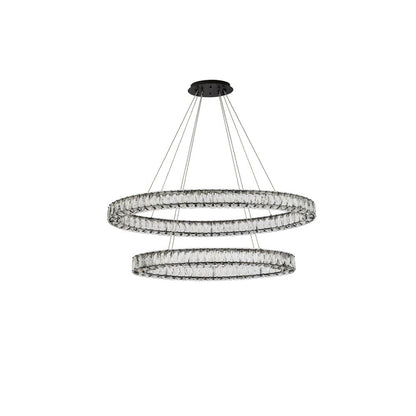 Monroe 40 inch LED oval double ring pendant in black