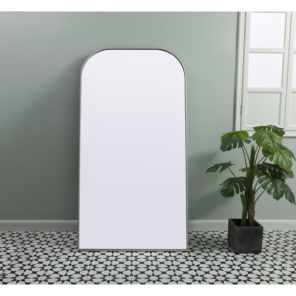 Metal Frame Arch Full Length Mirror 35x66 Inch in Silver
