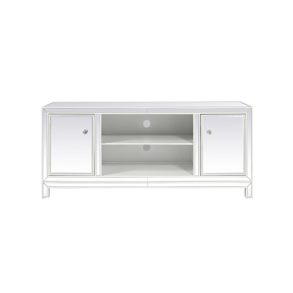 60 in. mirrored TV stand in white