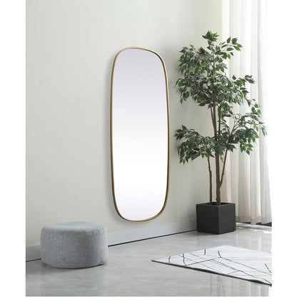 Metal Frame Oval Mirror 24x60 Inch in Brass