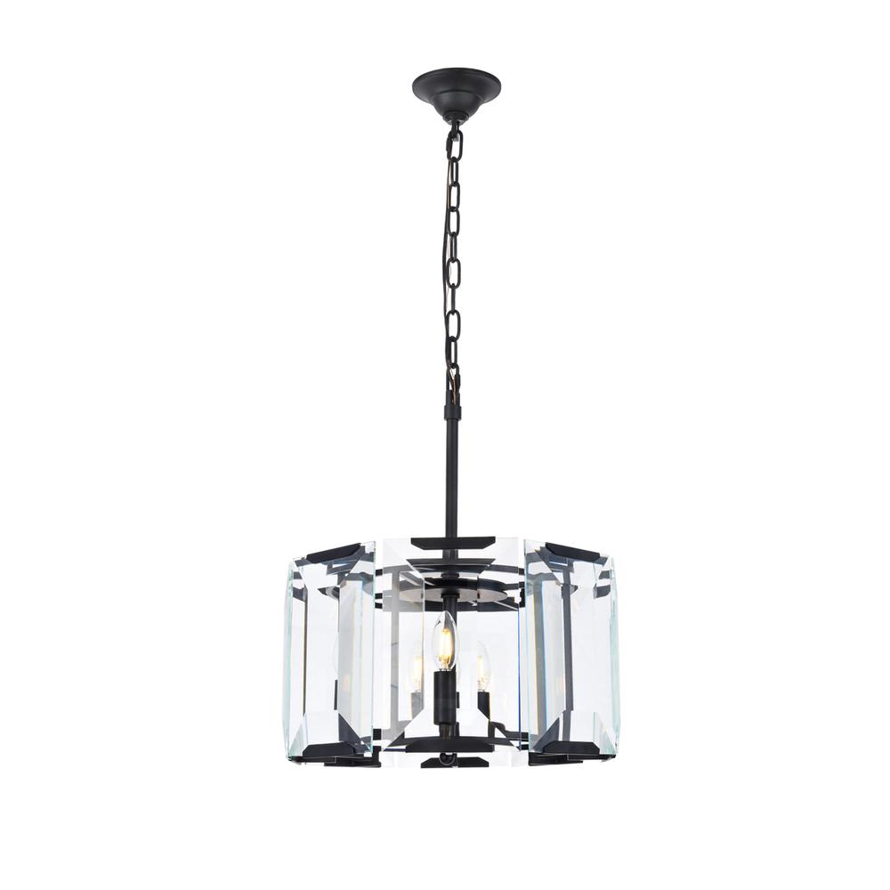 Monaco 4 light Flat Black (Matte) Pendant Clear Glass Crystal
