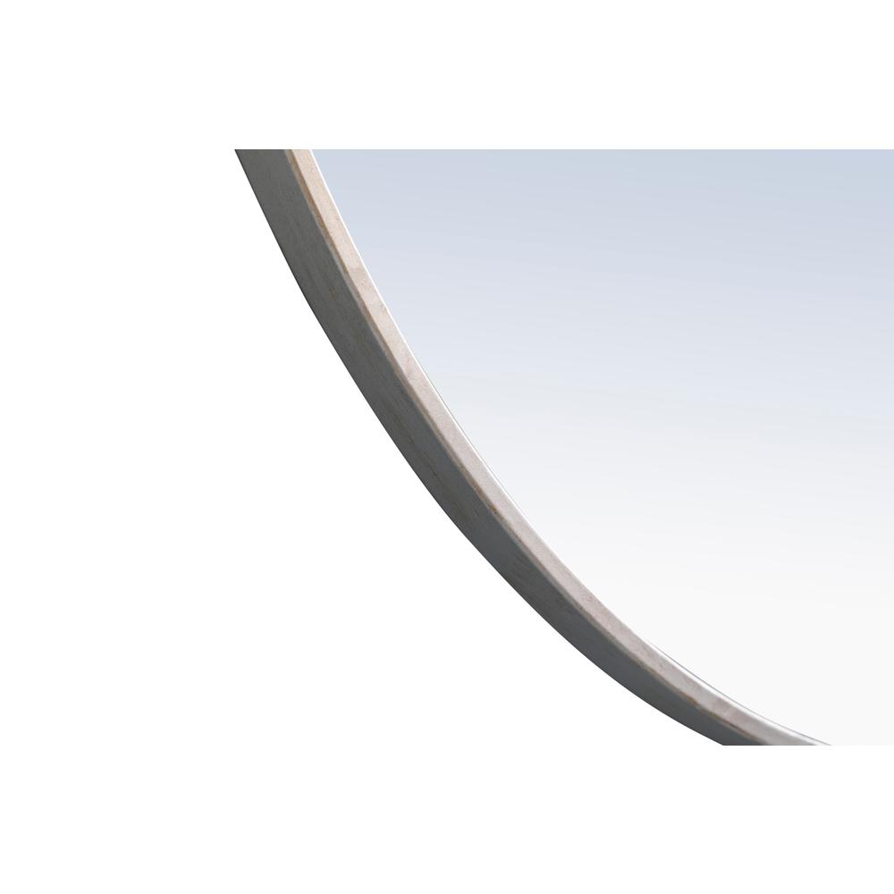 Metal frame Round Mirror with decorative hook 32 inch Silver finish