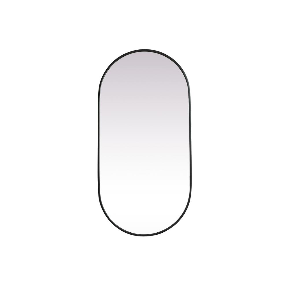Metal Frame Oval Mirror 24x48 Inch in Black