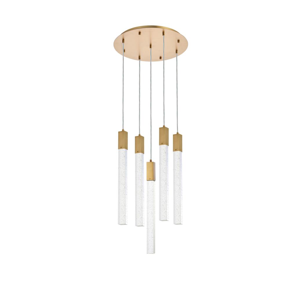 Weston 5 lights pendant in satin gold