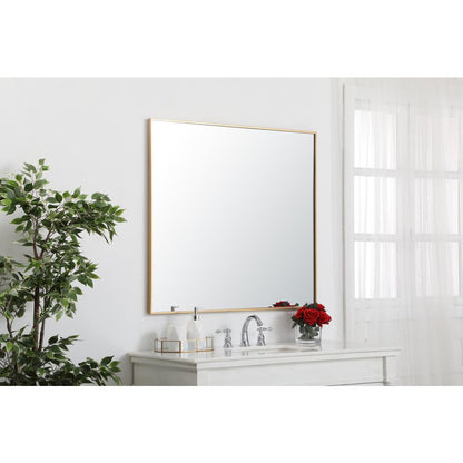 Metal frame rectangle mirror 36 inch in Brass