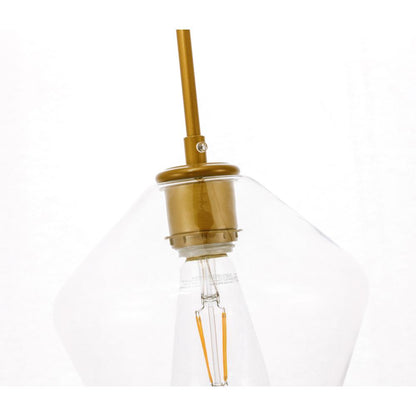 Gene 1 light Brass and Clear glass pendant