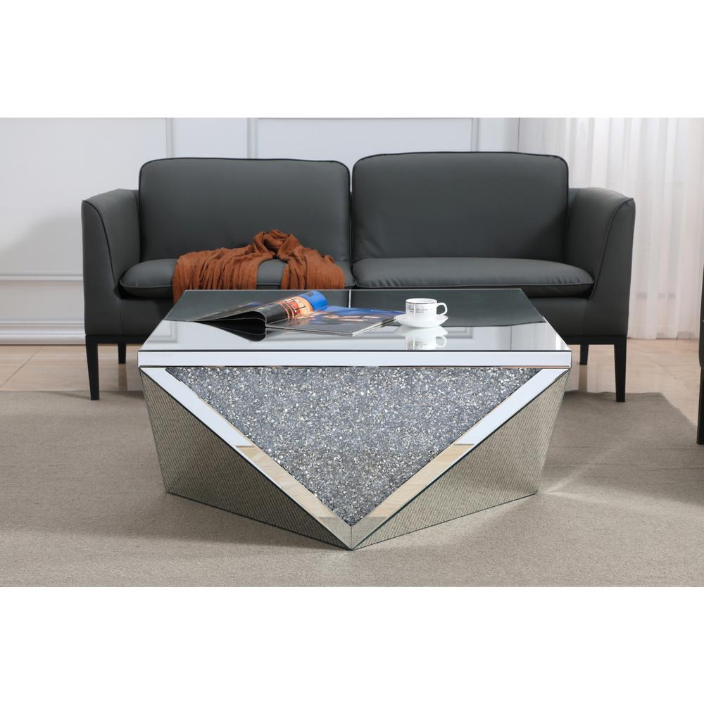 38 inch Square Crystal Coffee Table Silver Royal Cut Crystal