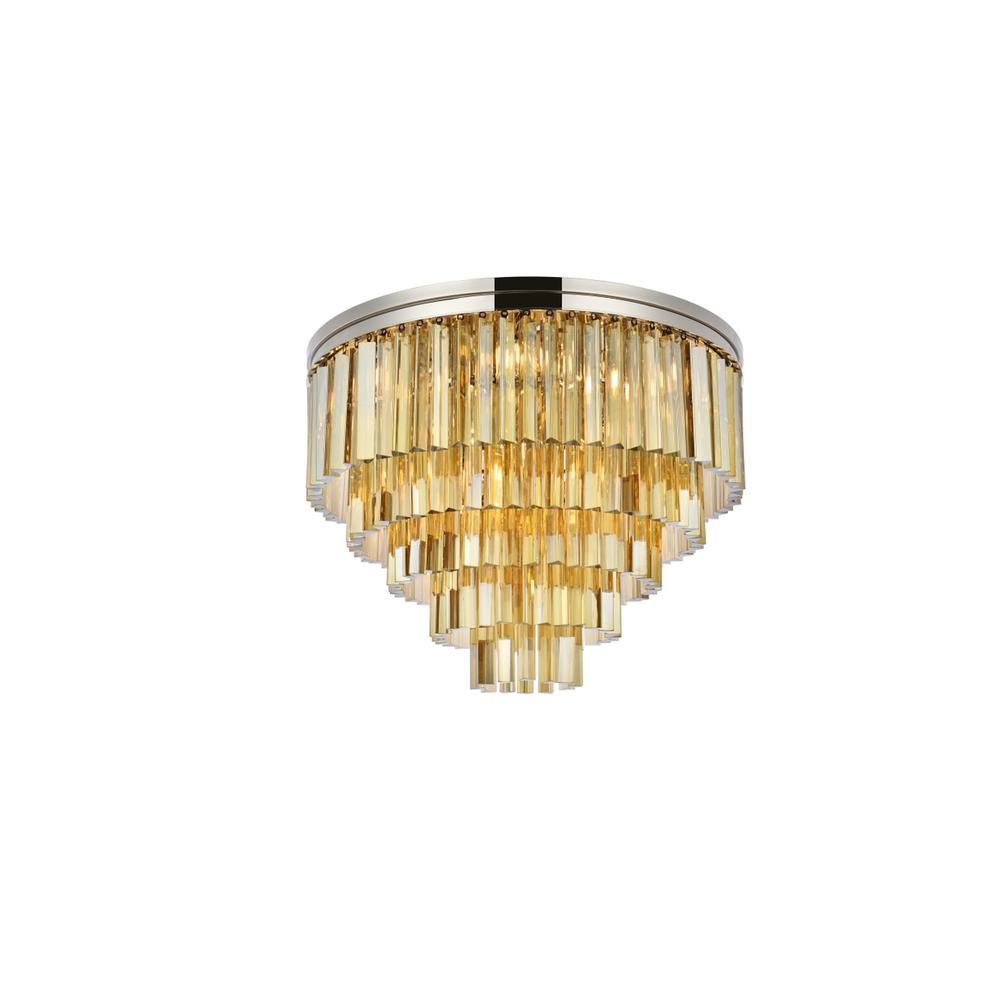Sydney 17 light polished nickel Flush Mount Golden Teak
