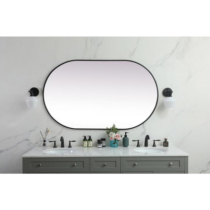 Metal Frame Oval Mirror 36x60 Inch in Black