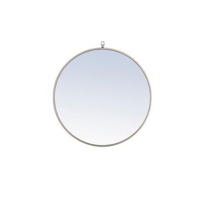Metal frame Round Mirror with decorative hook 28 inch Silver finish