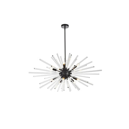 Sienna 46 inch crystal rod pendant in black