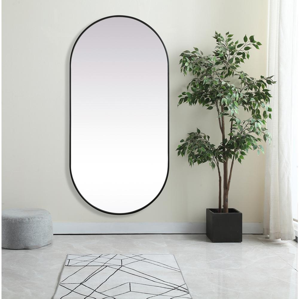 Metal Frame Oval Mirror 36x72 Inch in Black