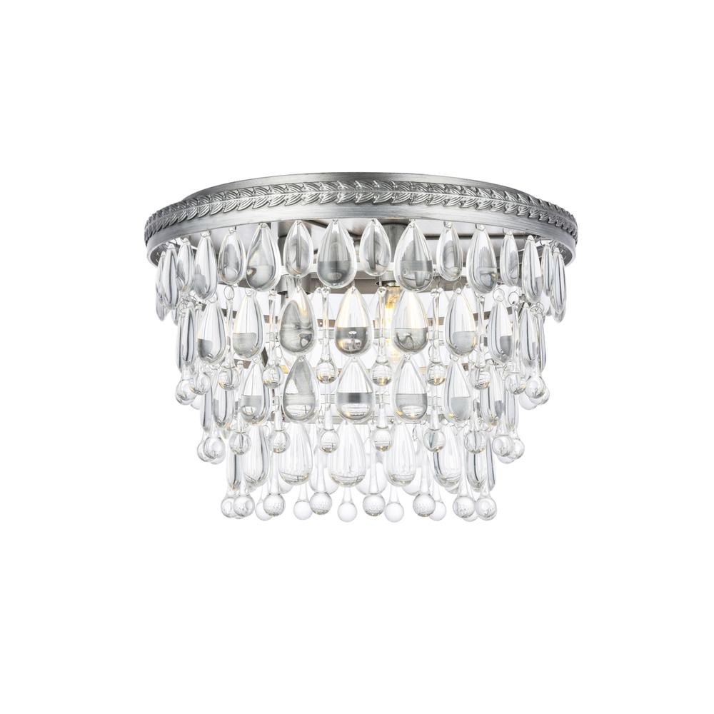 Nordic 3 light antique silver Flush Mount Clear Royal Cut Crystal