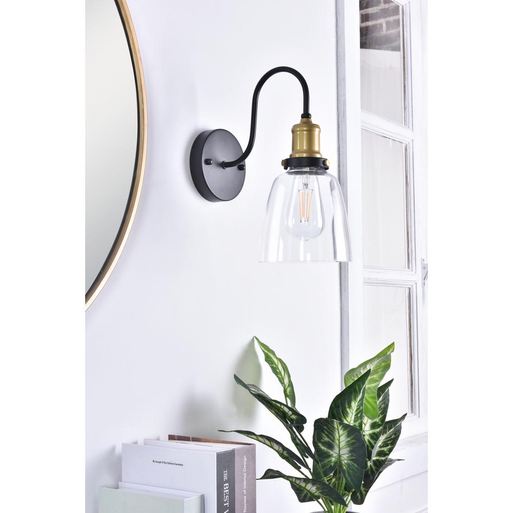 Felicity 1 light brass and black Wall Sconce