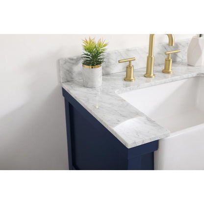 30 inch Single bathroom vanity in blue with backsplash