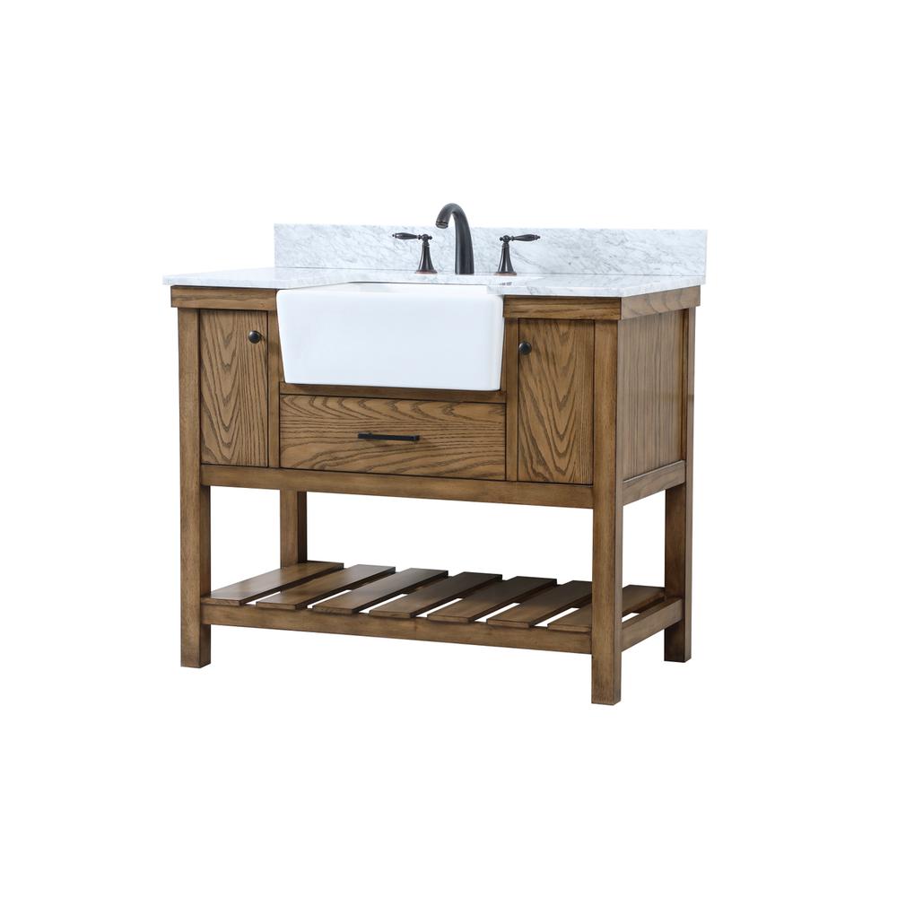 42 inch Single bathroom vanity in driftwood with backsplash