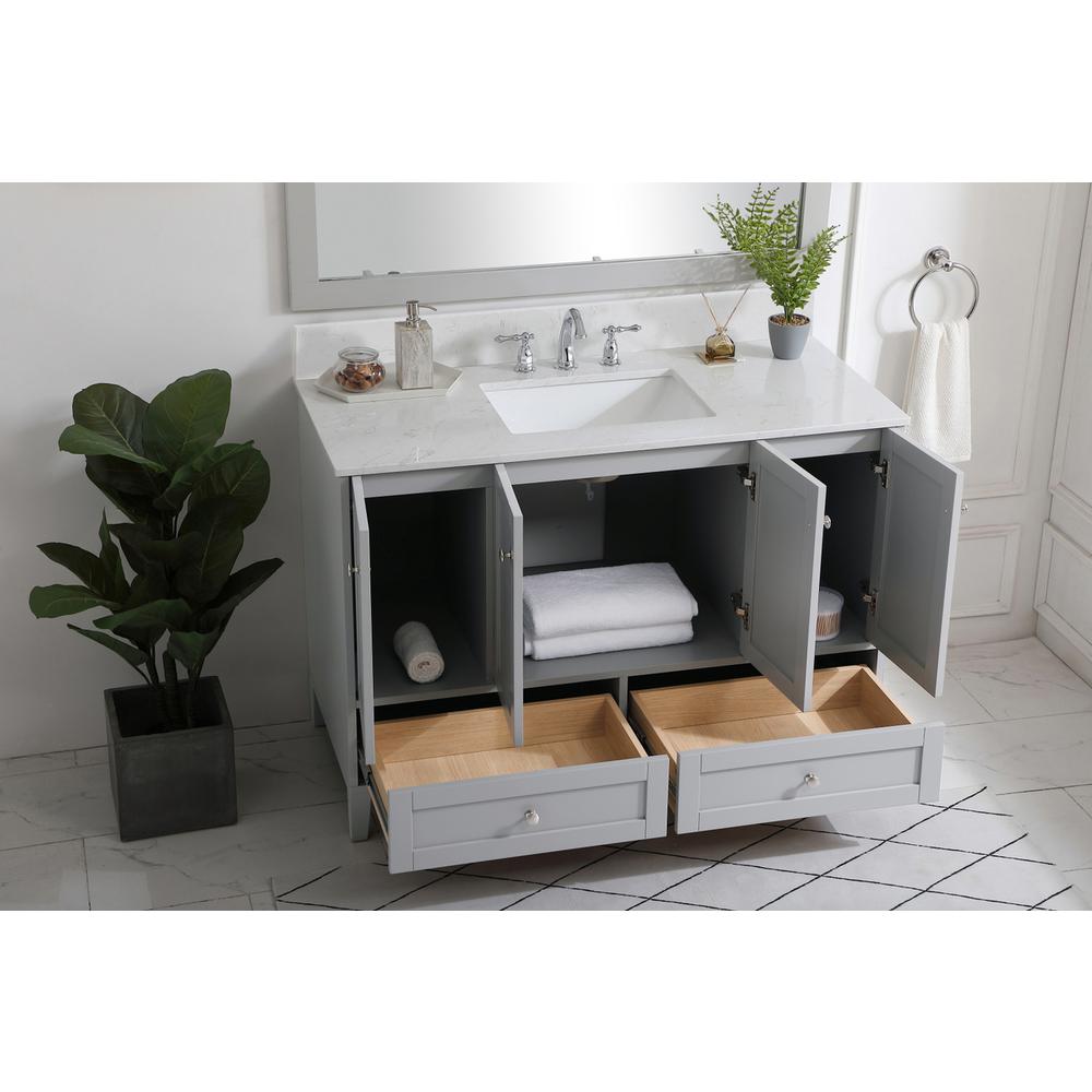 48 inch Single Bathroom Vanity in Grey with Backsplash