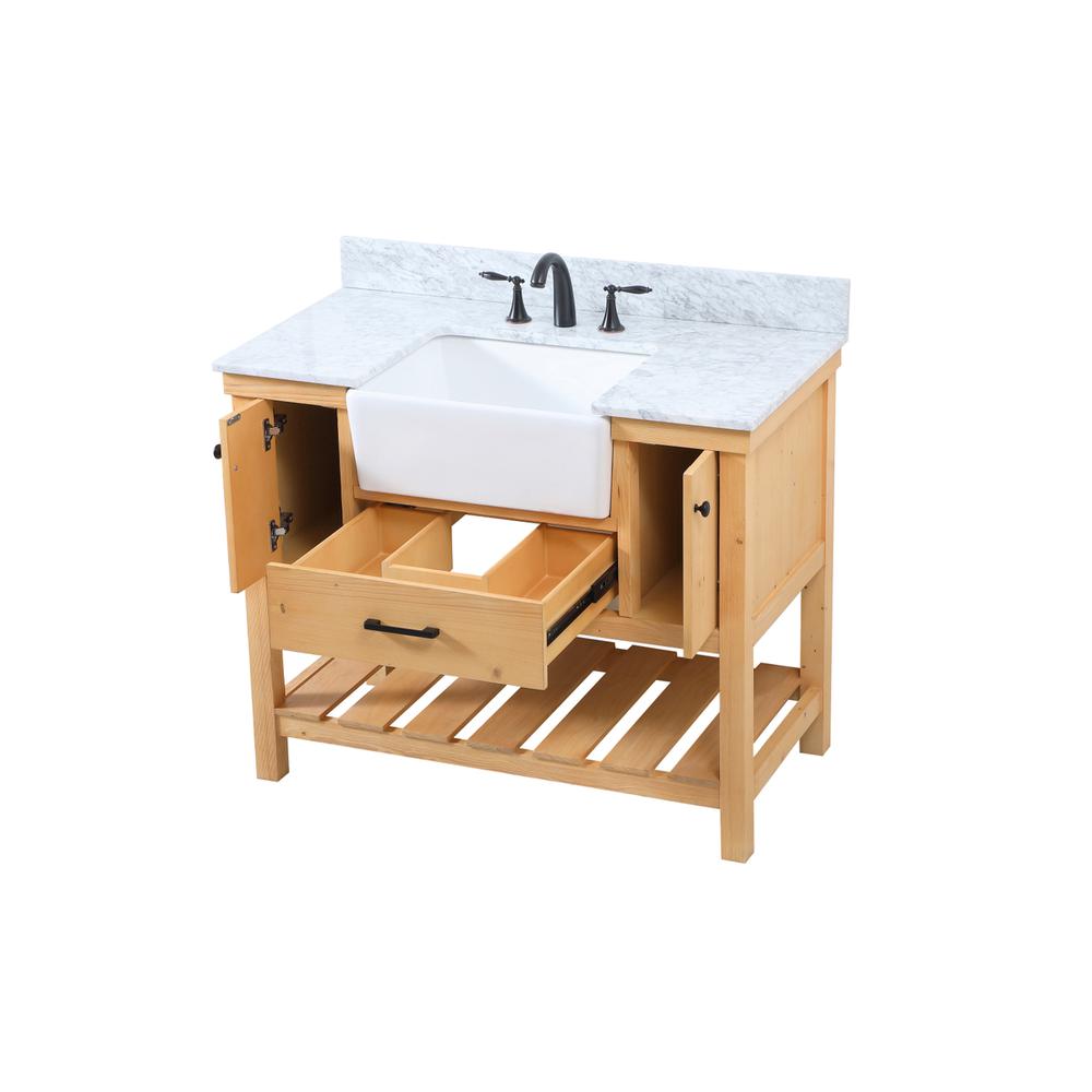 42 inch Single bathroom vanity in natural wood with backsplash