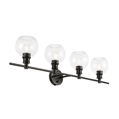 Collier 4 light Black and Clear glass Wall sconce