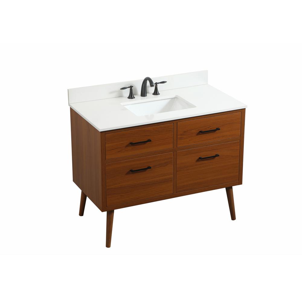 42 inch Single bathroom vanity in teak with backsplash