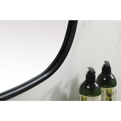 Metal Frame Oval Mirror 24x40 Inch in Black