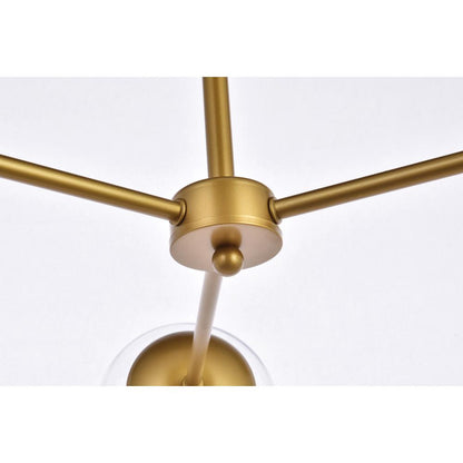 Briggs 32 inch pendant in brass with clear shade