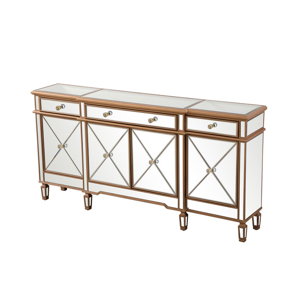 72 inch mirrored credenza in gold