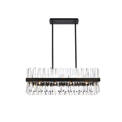 Serephina 36 inch crystal rectangle chandelier light in black