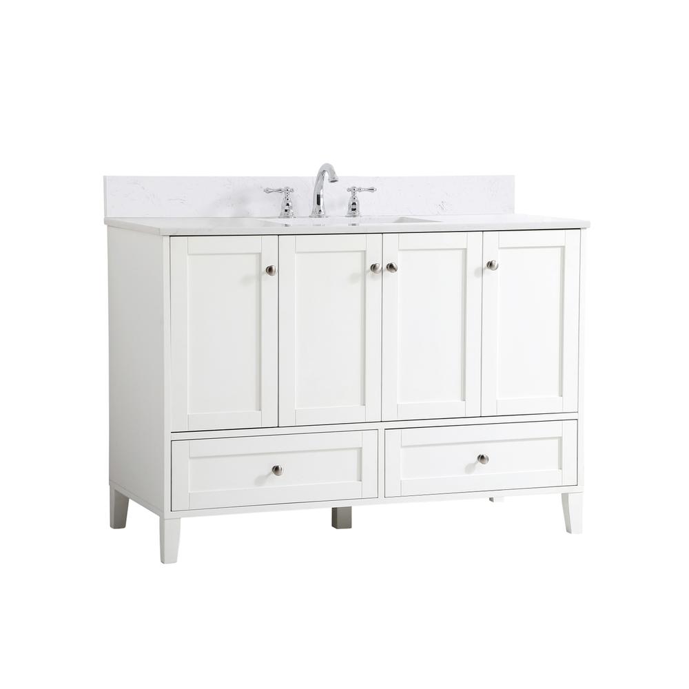 48 inch Single Bathroom Vanity in White with Backsplash
