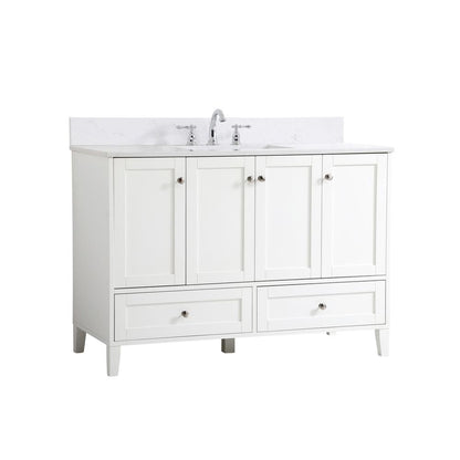 48 inch Single Bathroom Vanity in White with Backsplash