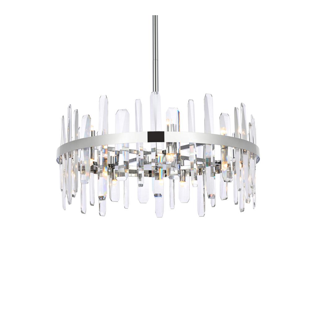 Serena 25 inch crystal round pendant in chrome