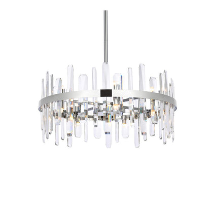 Serena 25 inch crystal round pendant in chrome