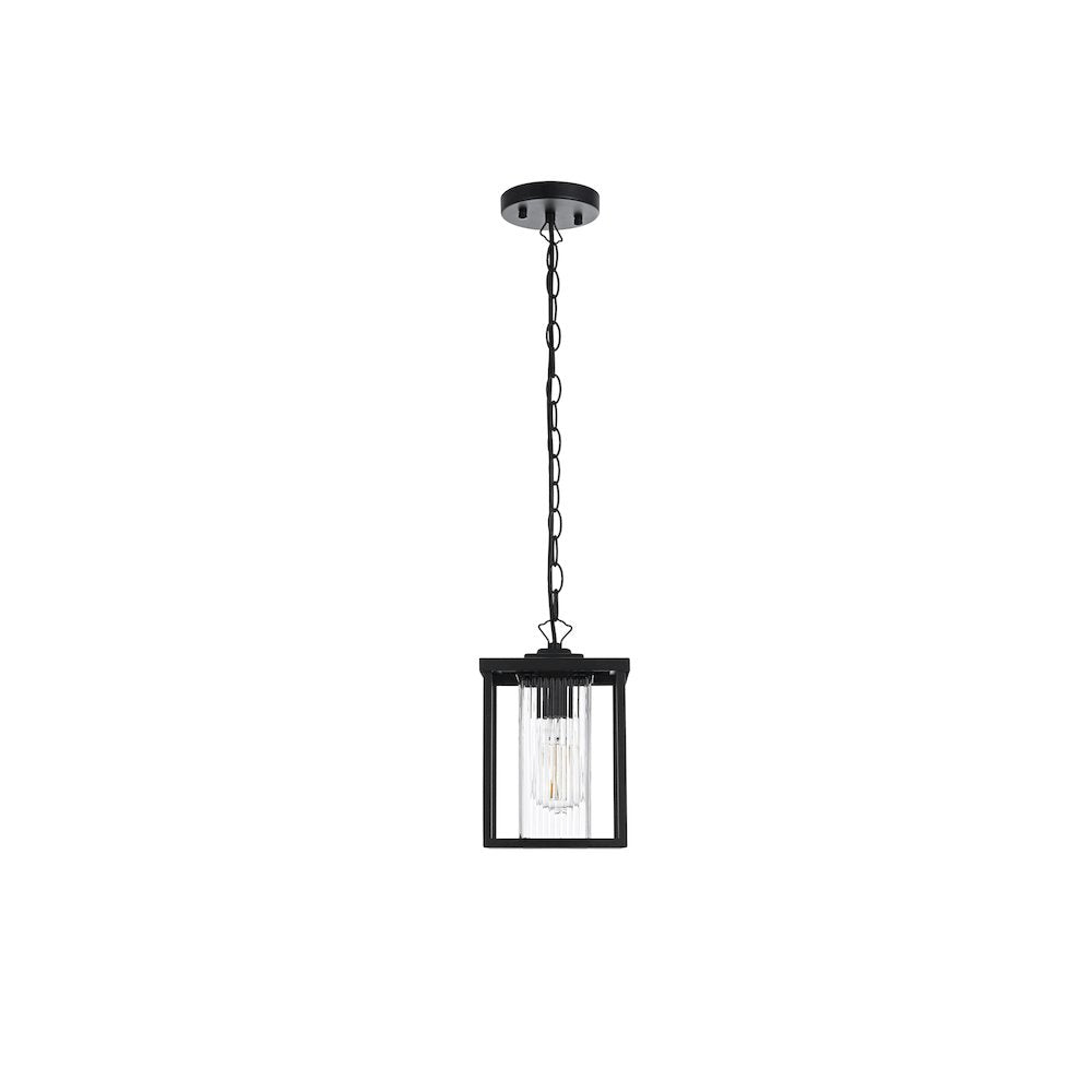 Dover 7 inch Outdoor Pendant in Black