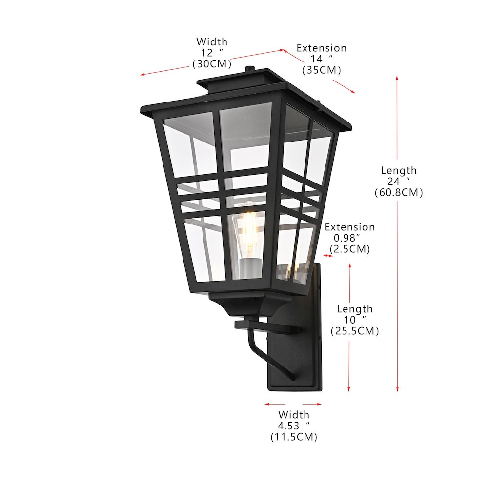 Macon 12 Inch Outdoor Wall Sconce In Black