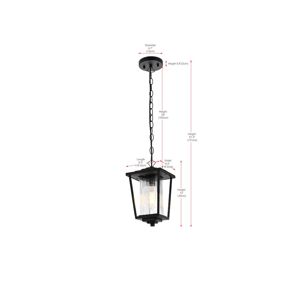 York 7 inch Outdoor Pendant in Black