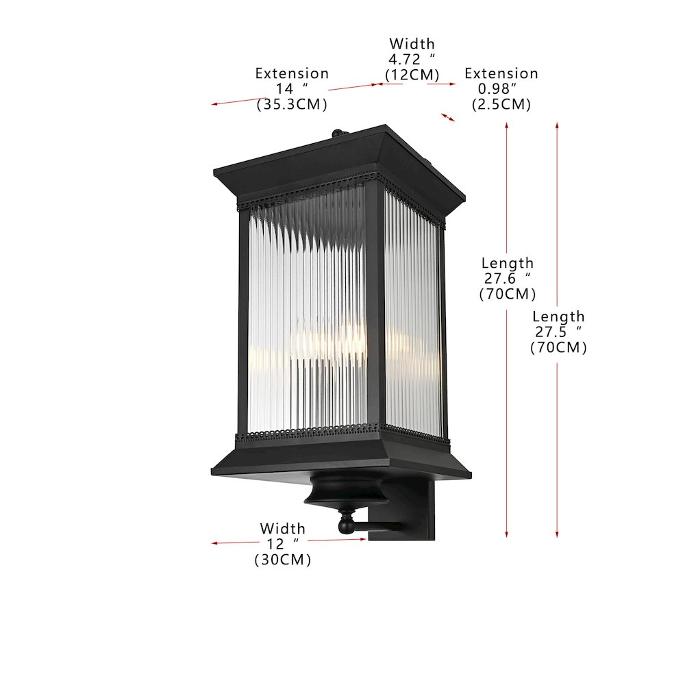 Collins 12 Inch Outdoor Wall Sconce In Black